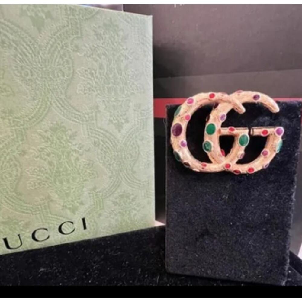 Gucci GG Multi Color Gold Tone Brooch Pin (GGXX020) - Picture 2 of 4